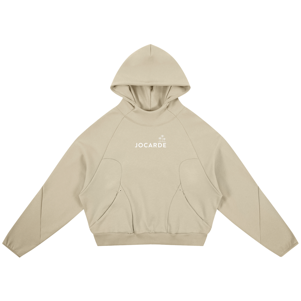 Apricot hoodie with 'JOCARDE' logo on a white background