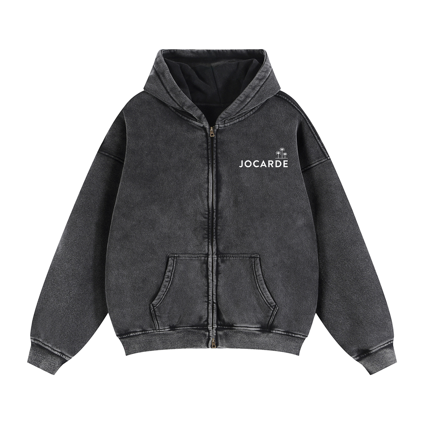 Black hoodie with 'JOCARDE' logo on a white background