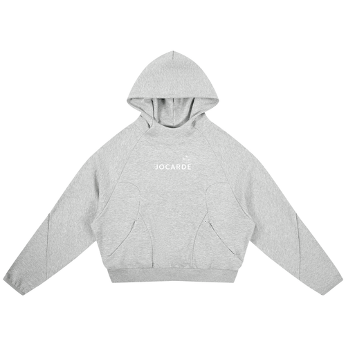 Grey hoodie with 'JOCARDE' branding on a white background