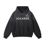 Black hoodie with 'JOCARDE' logo on a white background