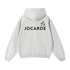 Light Grey hoodie with 'JOCARDE' logo on the back against a white background