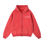 Red hoodie with 'JOCARDE' logo on a white background