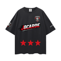 Black t-shirt with 'JOCARDE' branding and red star design on a white background