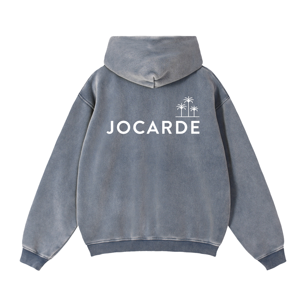 Royal Blue hoodie with 'JOCARDE' branding on the back against a white background
