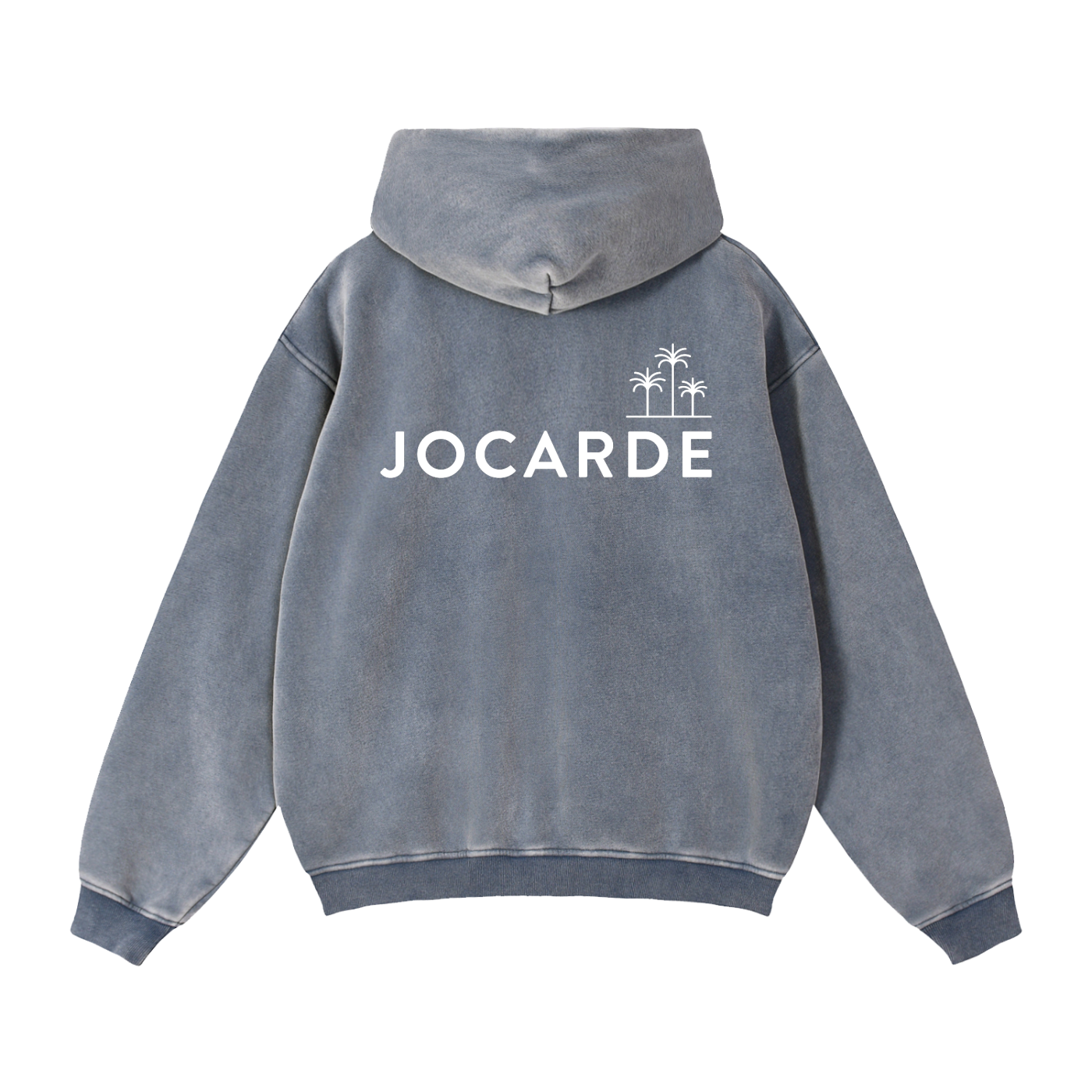 Royal Blue hoodie with 'JOCARDE' branding on the back against a white background
