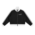 jocarde Black jacket with white accents and a brand logo on a white background