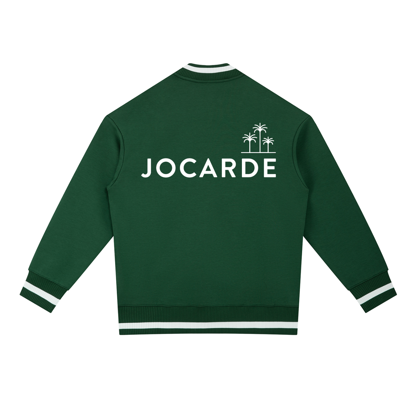 Green sweatshirt with 'JOCARDE' branding on the back against a white background