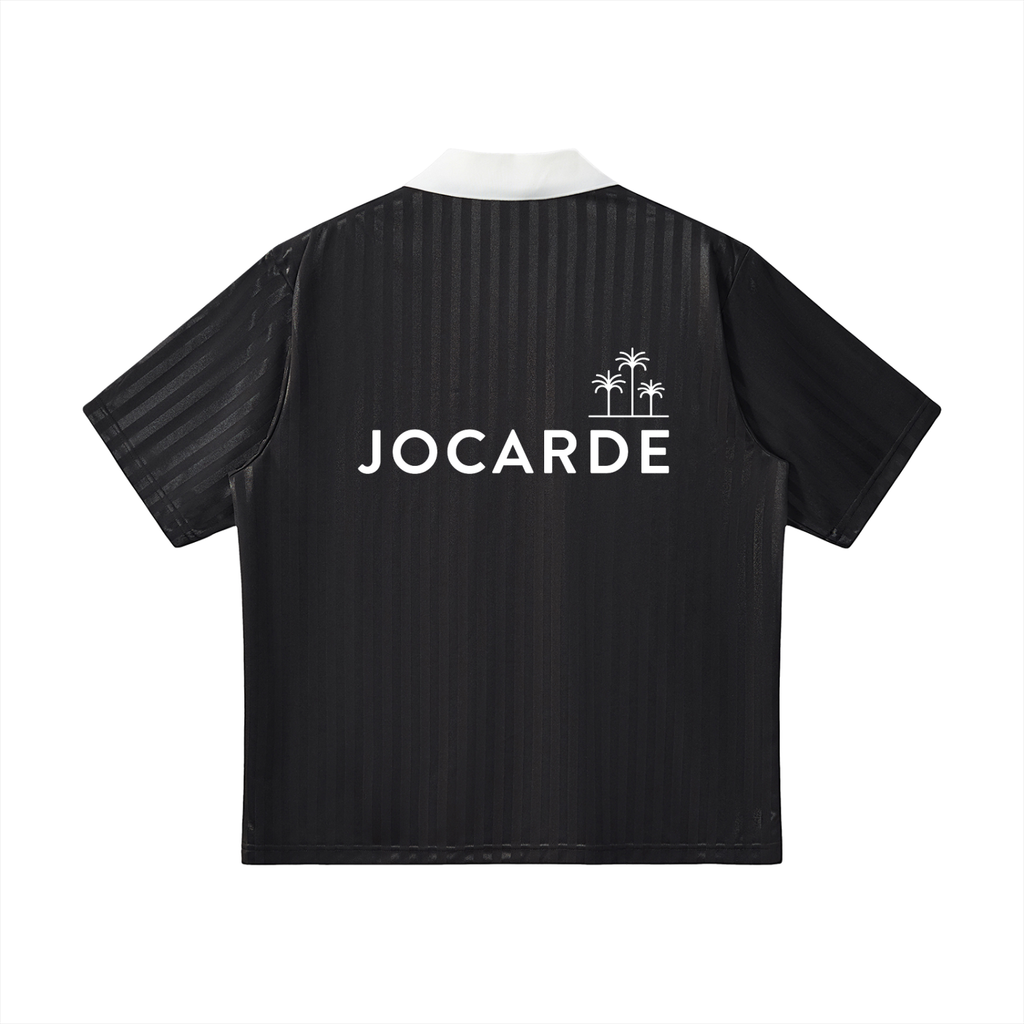 Black shirt with 'JOCARDE' logo on the back against a white background