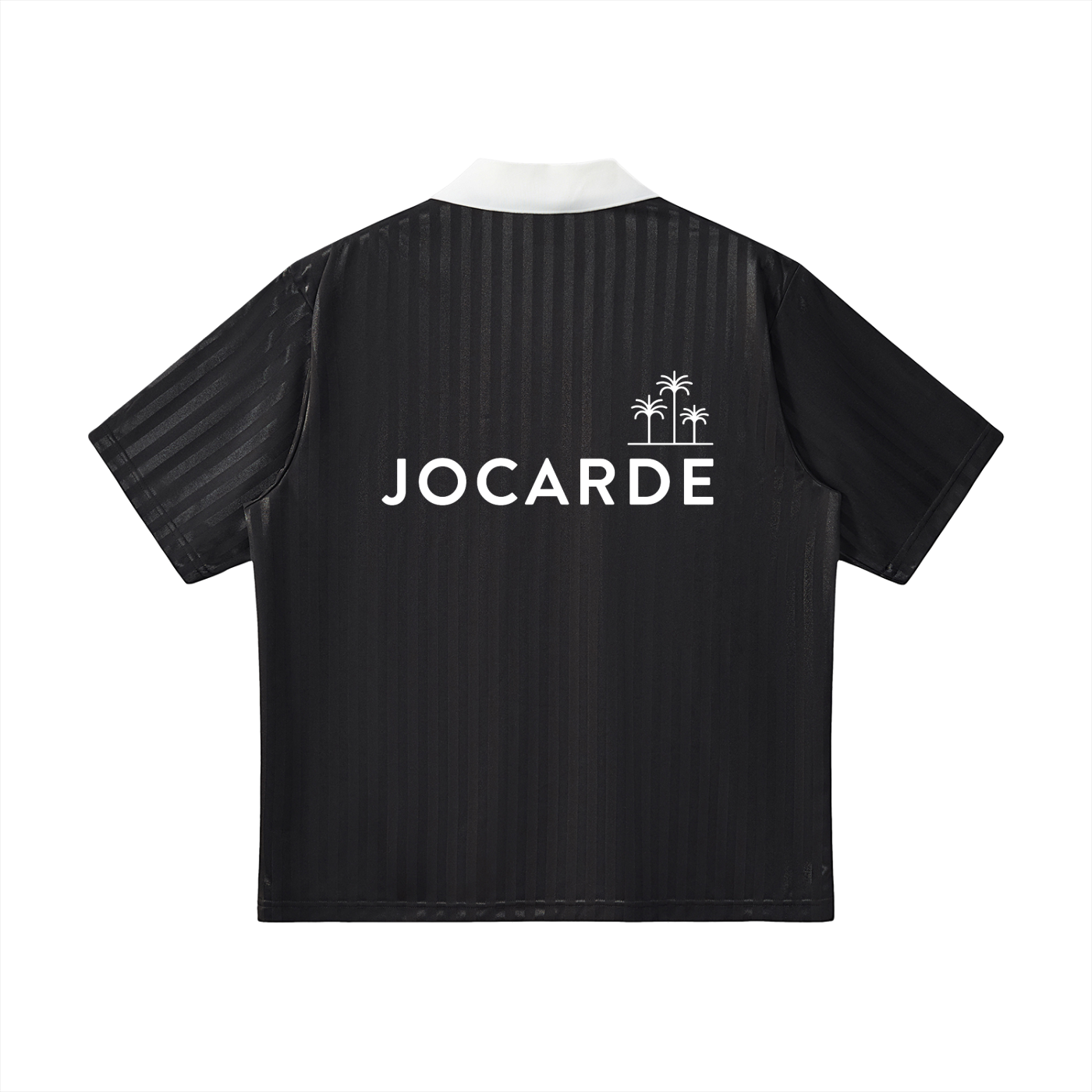 Black shirt with 'JOCARDE' logo on the back against a white background