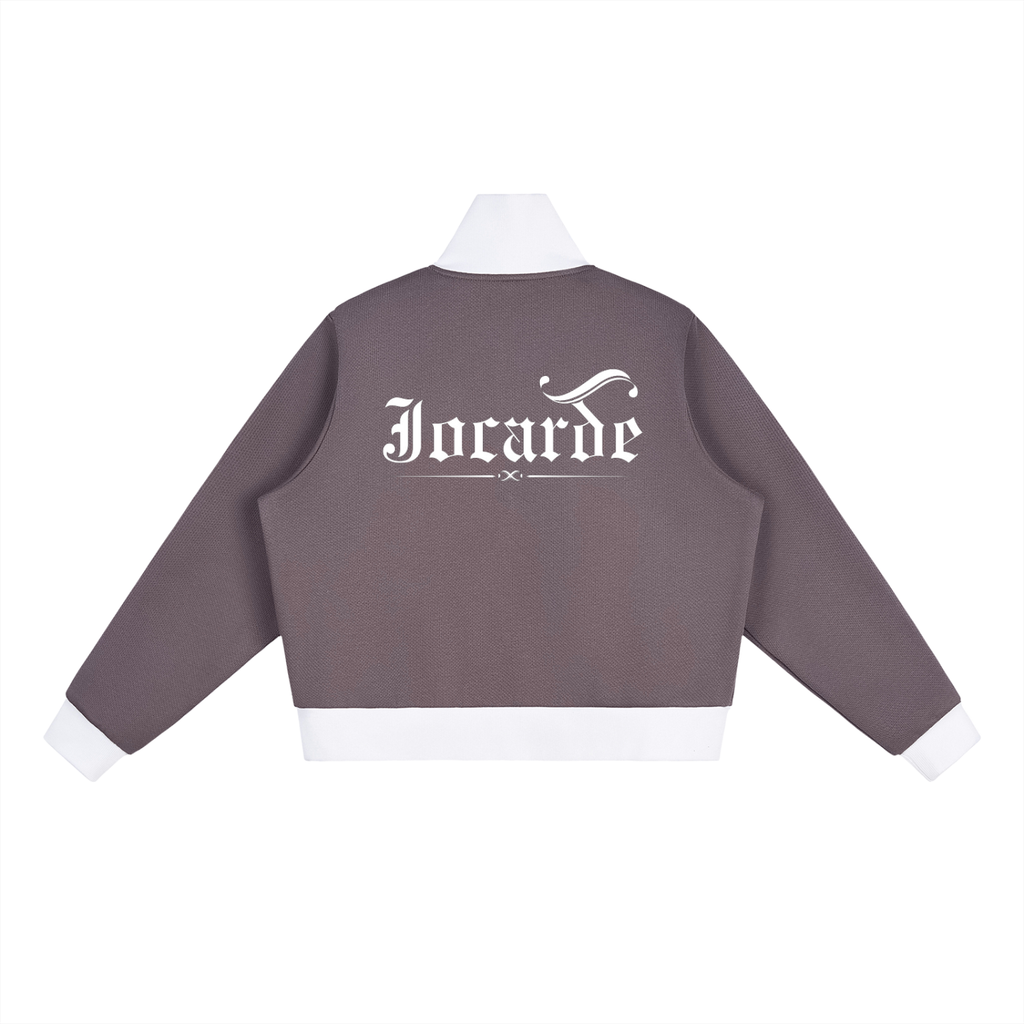 Jocarde Gray sweatshirt with white text on the back on a white background