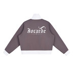 Jocarde Gray sweatshirt with white text on the back on a white background