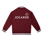 Maroon sweatshirt with 'JOCARDE' branding on the back against a white background