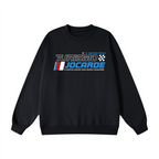 Black sweatshirt with 'Turismo Jacarde' logo on a white background