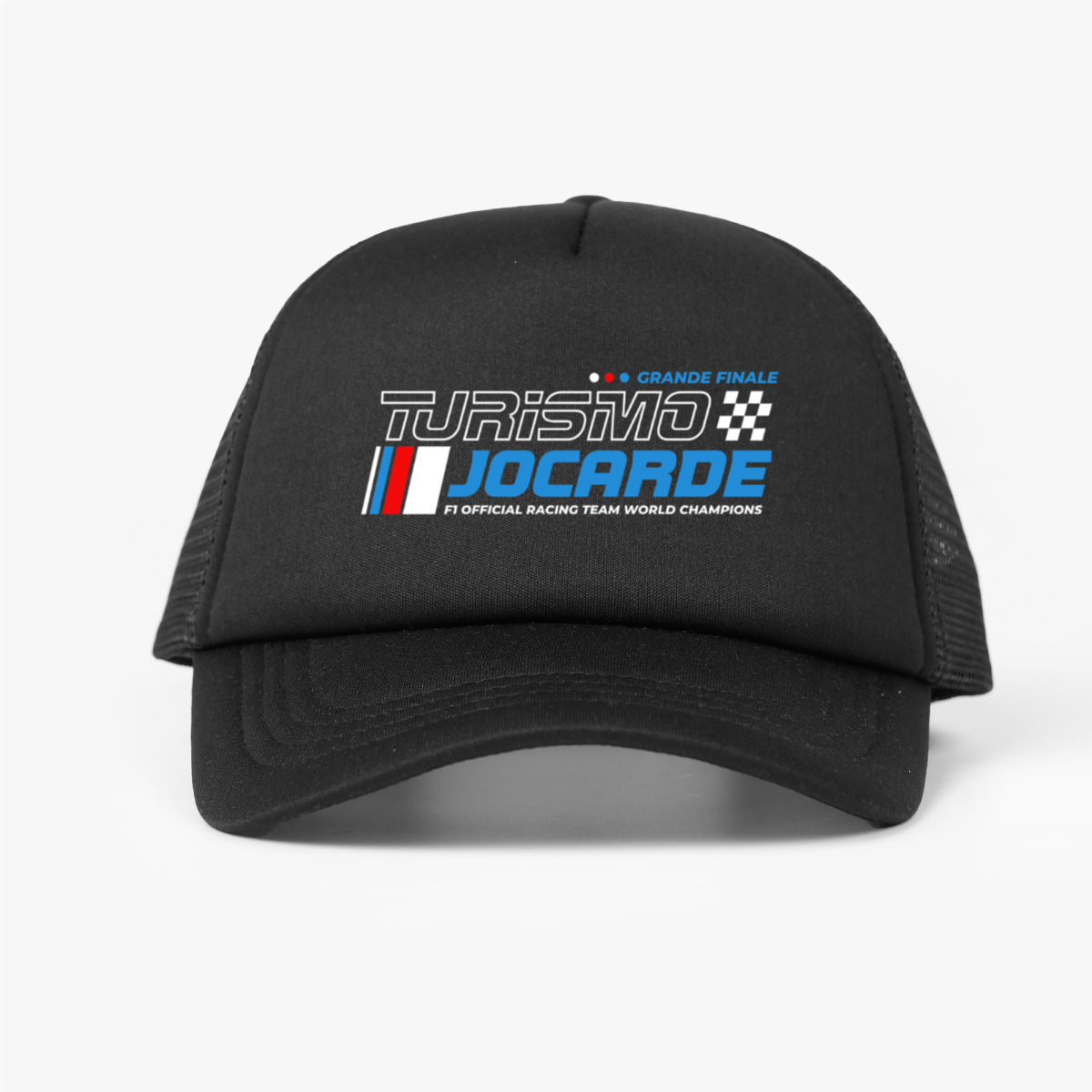 Black cap with 'Turismo Jacarde' logo on a white background